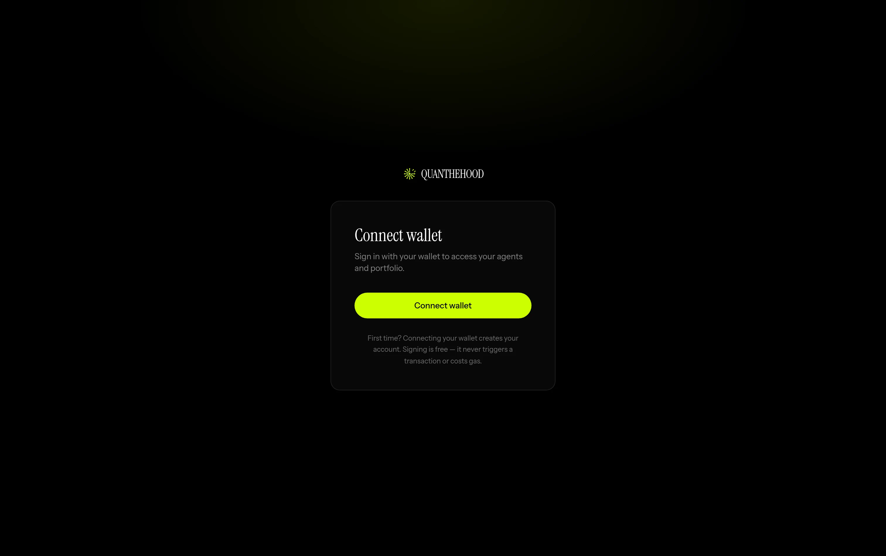 The connect-wallet login screen